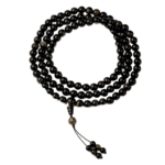 Obsidian Buddha Bead String 108Pcs Women's Gold Obsidian Handheld Rosary Bracelet Beads