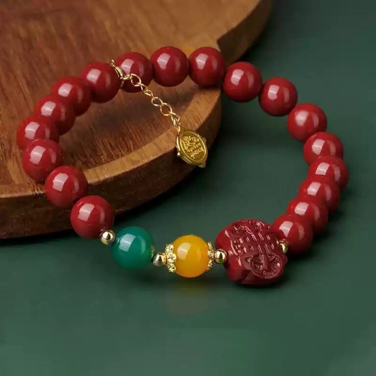 Cinnabar Strings for Men and Women Six Characters Pendant Lunar New Year Dragon Bracelet Forwarding Beads Silver Pendant-5