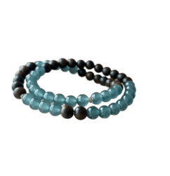 Natural Ice Translucent Guatemala Blue Water Jadeite Matching India Sinking Water Old Material Sinking Incense Bracelet Literature Play Buddha Beads Couple