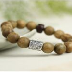 925 Silver Green Sandalwood Strings New Chinese Style Buddha Beads Rosary Beads Transfer Beads Play Disc Play Bracelets for Men and Women Models-5