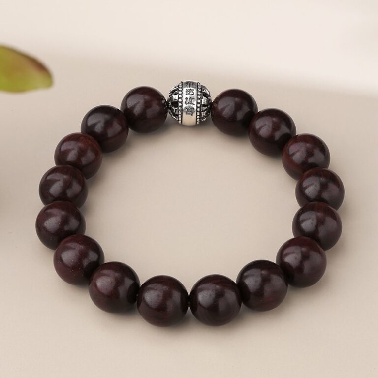 Rosewood Obsidian Eight-Pronged Beads Strings Nanhong Cinnabar Transit Beads Bracelet Wooden Plaything-3