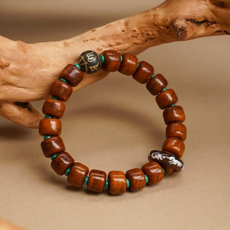 Beef Bone Skewers Dzi Beads Tibetan Fragrance Ash Buddha Beads Rosary Agate Running Ring Men's Bracelet-1