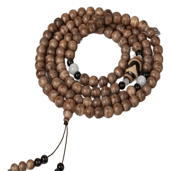 Incense Wood Strings 108 Wooden Buddha Beads Tiger Teeth Dzi Bead Bracelet Disc Play Literature Play Men and Women Rosary