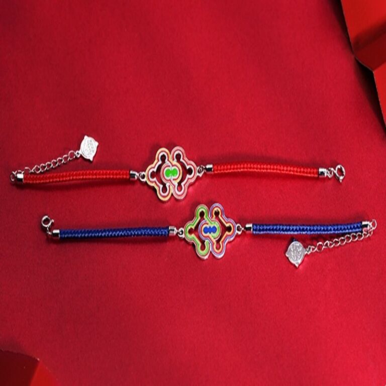 925 Silver Peace Knot Couple Bracelet ins Niche Design Women's Light Luxury Red Hand Rope-7