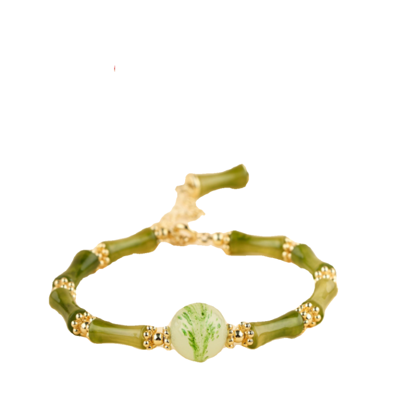 Green Jade Jiejie Master String Upper Shore Peace Good Luck Inviting Peach Blossom National Style Hand String Chain