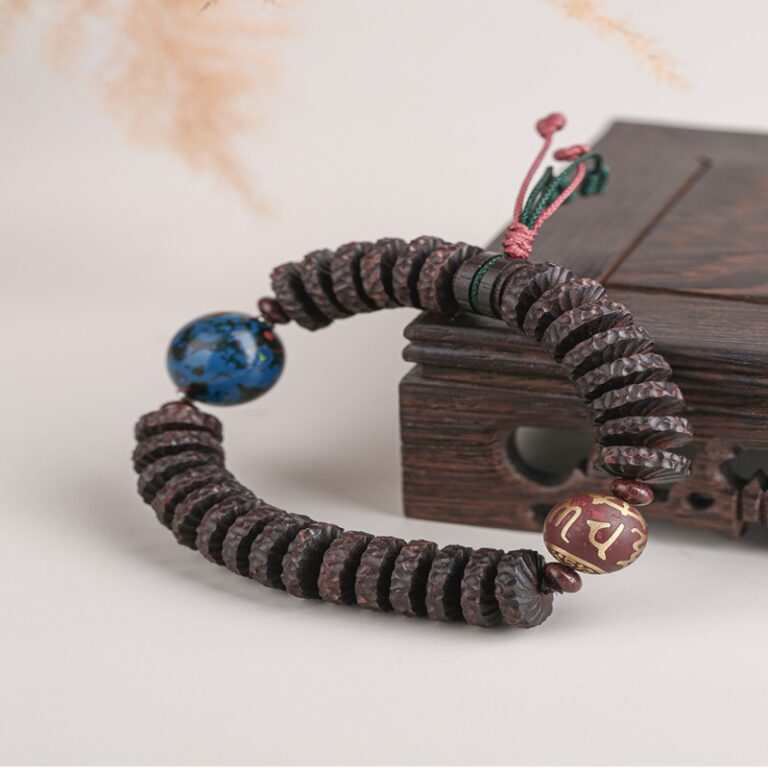 Fragrant Grey Six Words of Truth Rosewood Strings Men's Literature Play Plate Play Bracelet-7