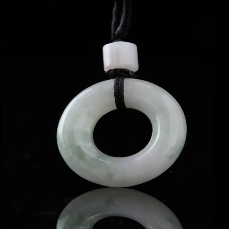 Jadeite peace button pendant men's jade lanyard necklace women's models of glutinous seed jade buckle jade pendant small pendant-7