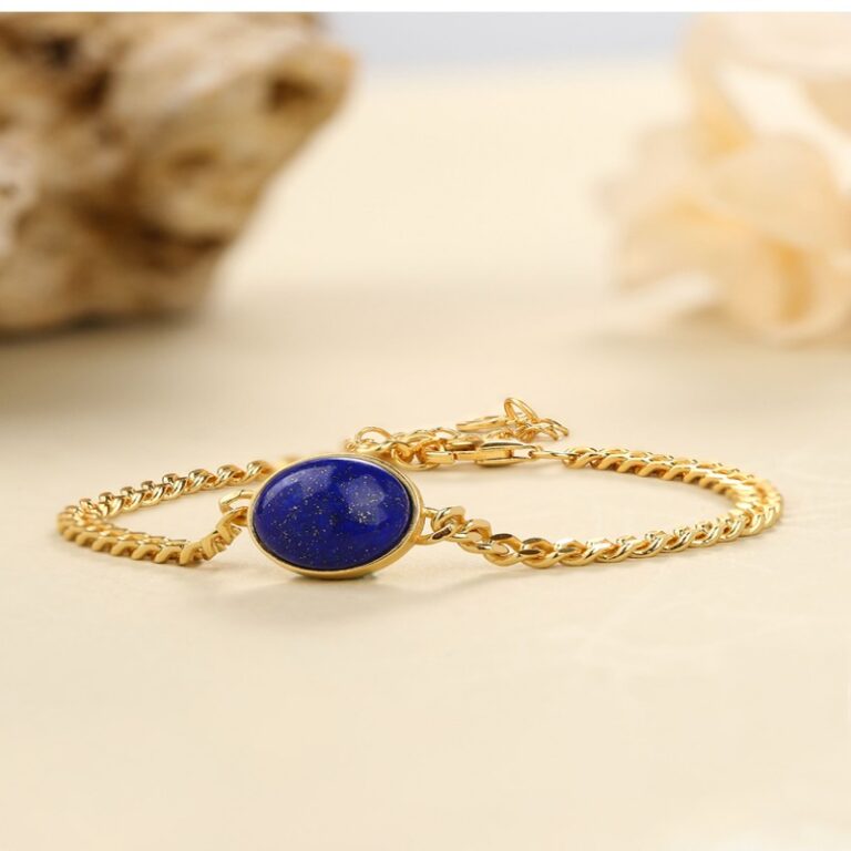 925 Silver Inlaid Lapis Lazuli Pendant Necklace Earrings Bracelet Jewellery Set Women's Original-7