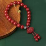 Cinnabar Strings for Men and Women Six Characters Pendant Lunar New Year Dragon Bracelet Forwarding Beads Silver Pendant-6