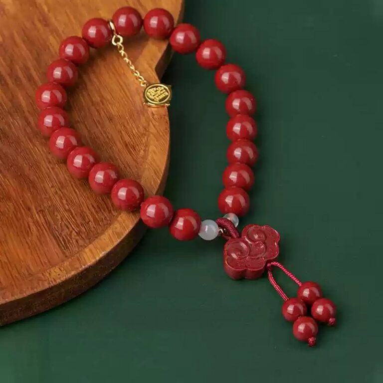 Cinnabar Strings for Men and Women Six Characters Pendant Lunar New Year Dragon Bracelet Forwarding Beads Silver Pendant-6