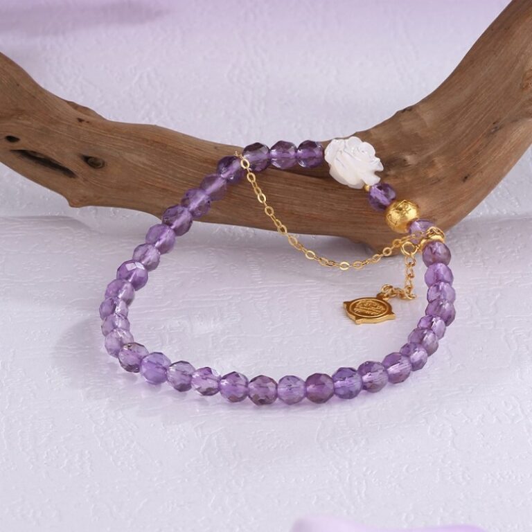 Amethyst Golden Jade String 925 Silver Bracelet Single Circle Niche Female Models to Send Girlfriend Birthday Gift-6