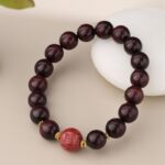 Rosewood Obsidian Eight-Pronged Beads Strings Nanhong Cinnabar Transit Beads Bracelet Wooden Plaything-4