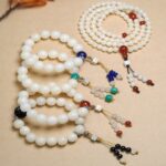 White Jade Bodhi Root Strings Women's Buddha Beads Bodhi Zi Rosary Beads Play Bracelet Red Agate Disc Play Round Beads-6