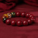 Cinnabar String Bracelet Official Flagship Shop Natural Female Genuine Original Ore Agate Transit Beads Men's Models Five Road God of Wealth-7