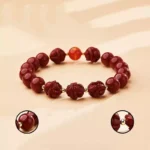 Natural Cinnabar Triple Hexagonal Transfer Beads Bracelet Chinese Zodiac Rabbit Dragon Rooster Horse Lunar New Year Red Bracelet for Men and Women-8