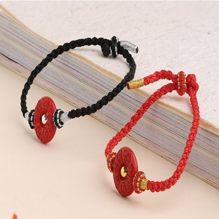 Cinnabar peace button hand rope six words of truth men and women's models couples weaving this year red bracelet-6