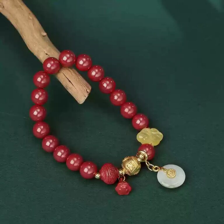Cinnabar Strings for Men and Women Six Characters Pendant Lunar New Year Dragon Bracelet Forwarding Beads Silver Pendant-7