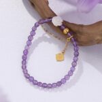 Amethyst Golden Jade String 925 Silver Bracelet Single Circle Niche Female Models to Send Girlfriend Birthday Gift-7