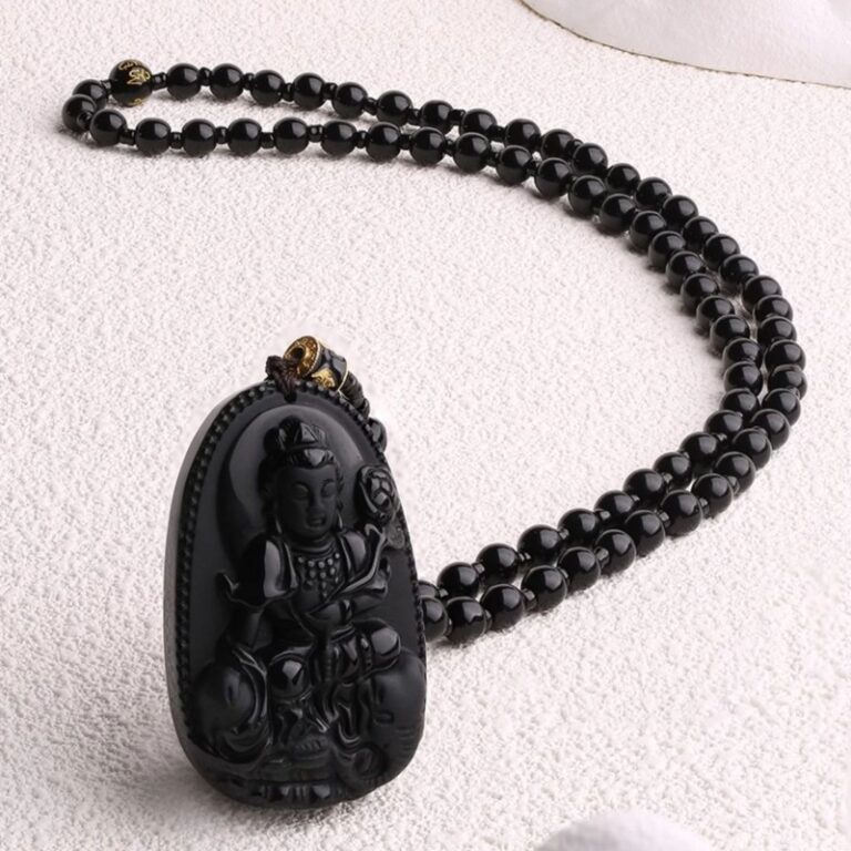 Obsidian Buddha Necklace Men and Women Models Six Words of Truth Transfer Beads Zodiac This Year Pendant Pendant-6