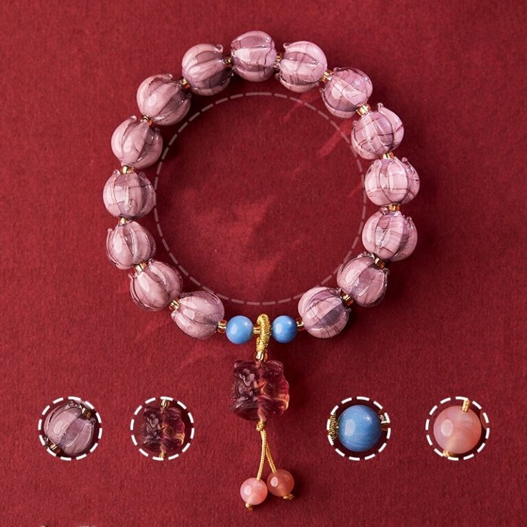 Twilight Mountain Purple Bracelet Ice Clear White Glaze Lotus Bracelet Waking Lion Rouge Snow BFF Buddha Bead Bracelet-7