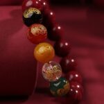 Cinnabar String Bracelet Official Flagship Shop Natural Female Genuine Original Ore Agate Transit Beads Men's Models Five Road God of Wealth-8