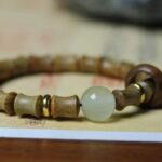 Luminous Stone Bracelet Natural Green Sandalwood Bracelet Natural Jade Buddha Beads-6