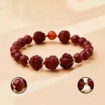 Natural Cinnabar Triple Hexagonal Transfer Beads Bracelet Chinese Zodiac Rabbit Dragon Rooster Horse Lunar New Year Red Bracelet for Men and Women-9