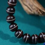 Silver Rosewood Strings Nine Palace Gossip Silver Carving Pieces Disc Literature Play Wooden Bracelet Beads-7