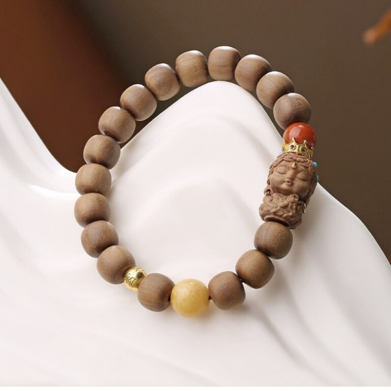 Old Mountain Sandalwood Carvings Strings Nanhong Beeswax Transfer Beads Buddha Beads Literature Play Men and Women's Models Bracelets-7