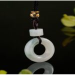 Jadeite peace button pendant men's jade lanyard necklace women's models of glutinous seed jade buckle jade pendant small pendant-8