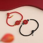 Cinnabar peace button hand rope six words of truth men and women's models couples weaving this year red bracelet-7