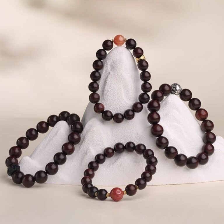 Rosewood Obsidian Eight-Pronged Beads Strings Nanhong Cinnabar Transit Beads Bracelet Wooden Plaything-6