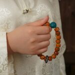 Beef Bone Skewers Dzi Beads Tibetan Fragrance Ash Buddha Beads Rosary Agate Running Ring Men's Bracelet-9