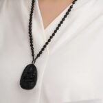 Obsidian Buddha Necklace Men and Women Models Six Words of Truth Transfer Beads Zodiac This Year Pendant Pendant-7