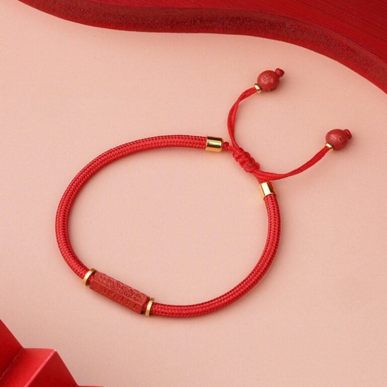 Cinnabar string six words of truth bracelet women's Lunar New Year dragon transit beads zodiac couple red rope-7