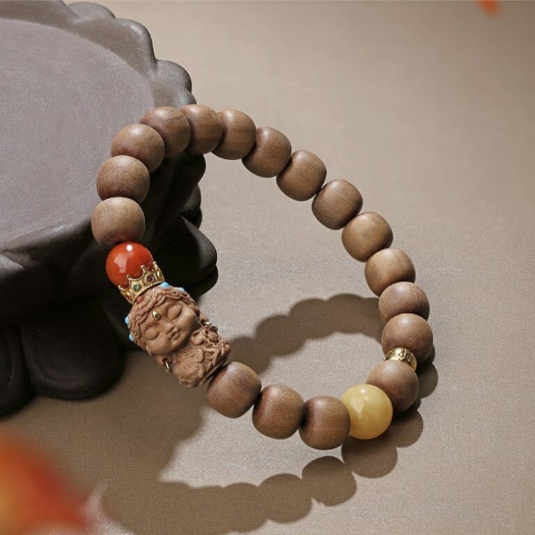 Old Mountain Sandalwood Carvings Strings Nanhong Beeswax Transfer Beads Buddha Beads Literature Play Men and Women's Models Bracelets-8