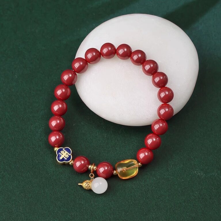 Cinnabar Strings for Men and Women Six Characters Pendant Lunar New Year Dragon Bracelet Forwarding Beads Silver Pendant-9