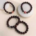 Rosewood Obsidian Eight-Pronged Beads Strings Nanhong Cinnabar Transit Beads Bracelet Wooden Plaything-7