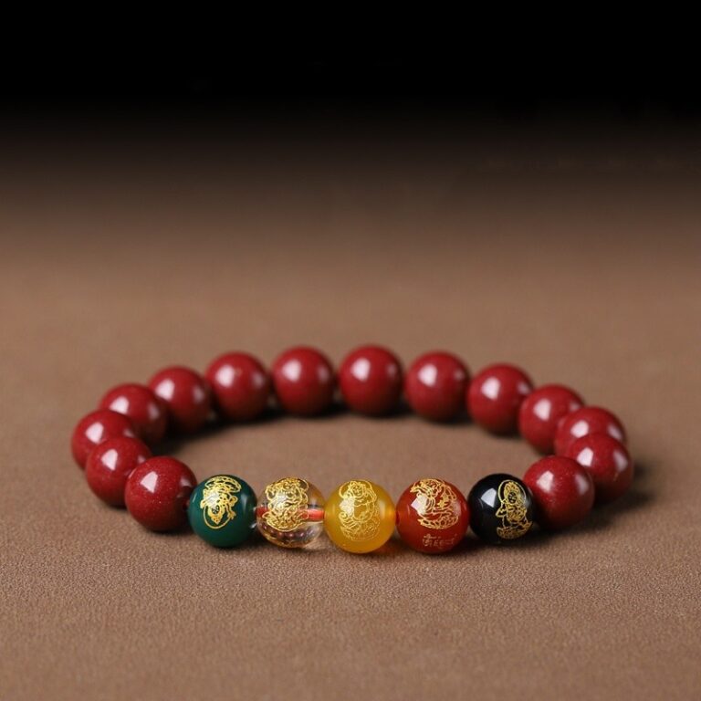 Cinnabar String Bracelet Official Flagship Shop Natural Female Genuine Original Ore Agate Transit Beads Men's Models Five Road God of Wealth-9