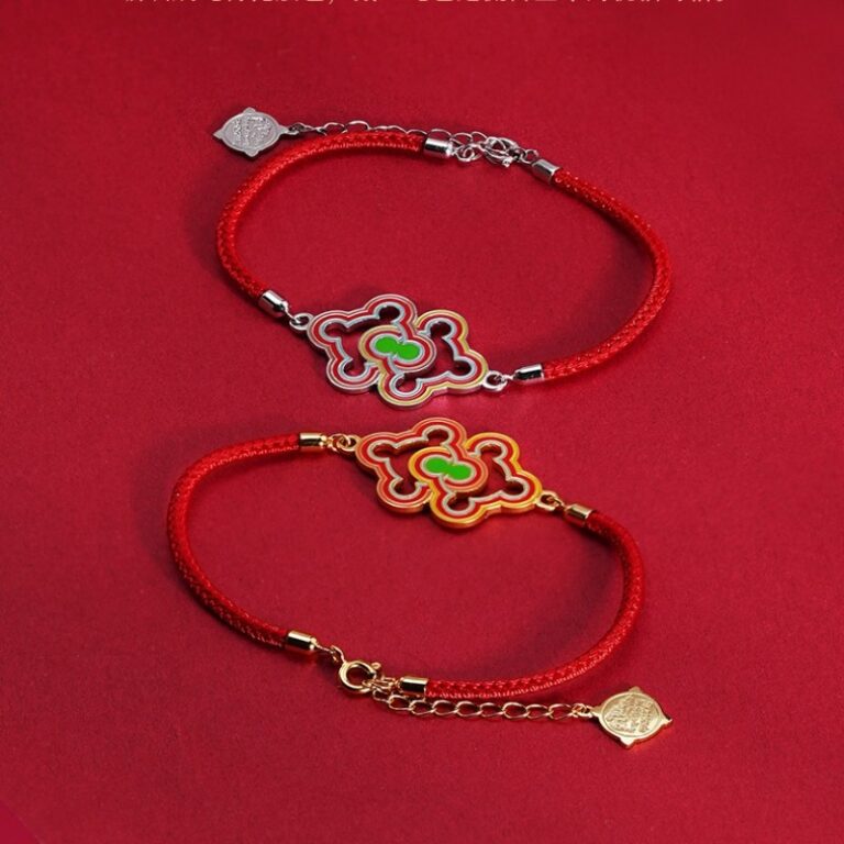 925 Silver Peace Knot Couple Bracelet ins Niche Design Women's Light Luxury Red Hand Rope-11