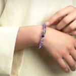 925 Silver Amethyst Bracelet for Girlfriend Birthday Gift Purple Faceted Beads Single Loop Bracelet-6