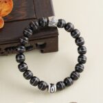 Silver Coconut Three Eyes Dzi Beads Beeswax String Bracelet Men's and Women's Models Spacer Buddha Beads Play Bracelet-9