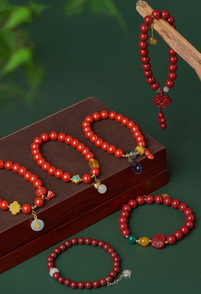 Cinnabar Strings for Men and Women Six Characters Pendant Lunar New Year Dragon Bracelet Forwarding Beads Silver Pendant-10