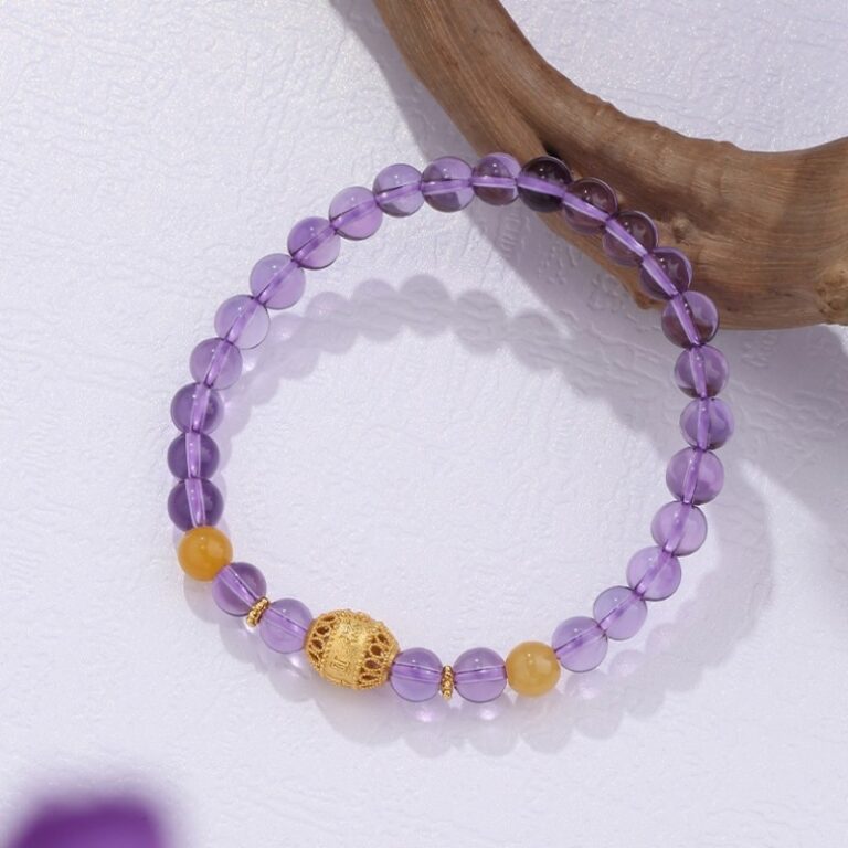 Amethyst Golden Jade String 925 Silver Bracelet Single Circle Niche Female Models to Send Girlfriend Birthday Gift-9