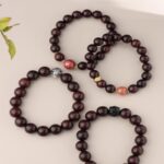 Rosewood Obsidian Eight-Pronged Beads Strings Nanhong Cinnabar Transit Beads Bracelet Wooden Plaything-8