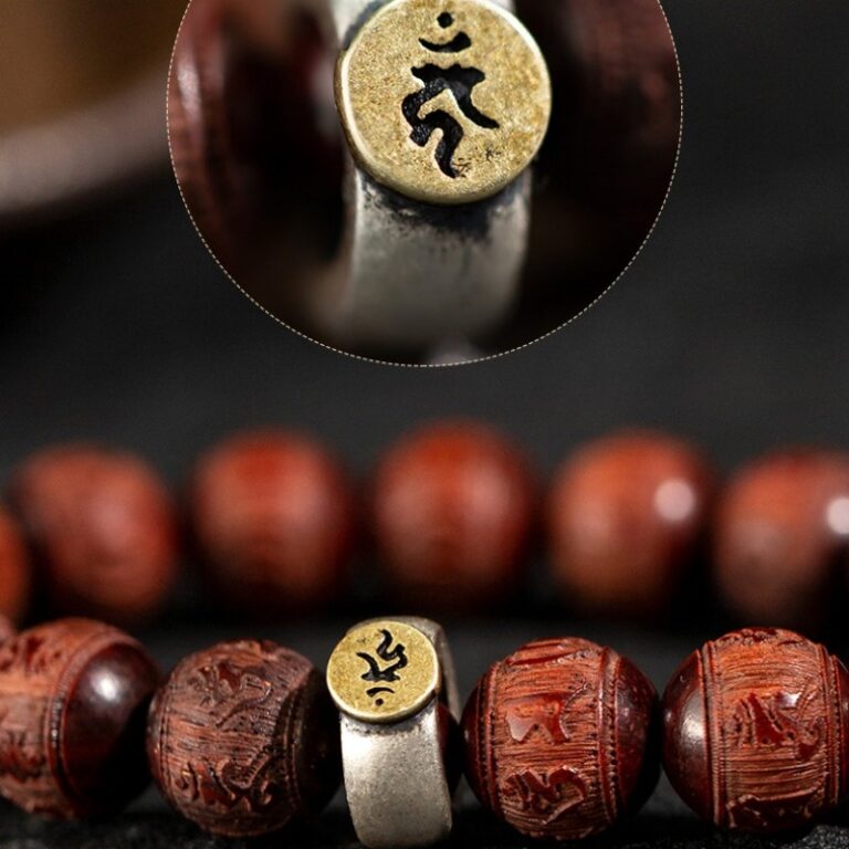 Sandalwood Six Character Truth String Buddha Beads Men's and Women's Lunar New Year Dragon Bracelet-8