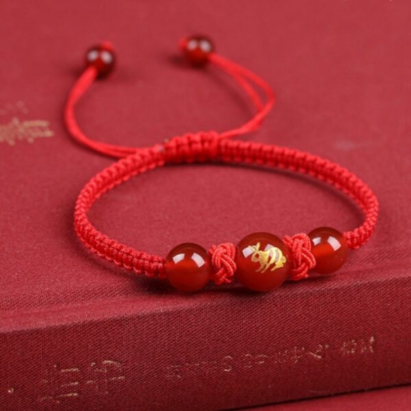 Year of the Dragon Red Rope Bracelet Men and Women Dragon Lunar New Year Hand-Woven Rope Rabbit Ox Horse Sheep Dog Amulet Hand Rope-1