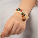 Creamy Yellow Jade Bodhi Root String Men's and Women's Bracelets Buddha Beads Manju Bodhi Abacus Beads Double Circle Manju Lotus Roots-9