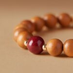 New Chinese Style Peachwood Strings Women's Buddhist Beads Peachwood Body Protector Bracelet Meditation Lotus String Cinnabar Transit Beads Men's-17