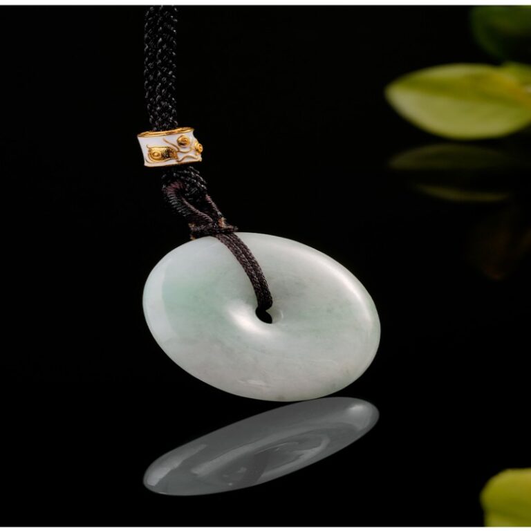 Jadeite peace button pendant men's jade lanyard necklace women's models of glutinous seed jade buckle jade pendant small pendant-10